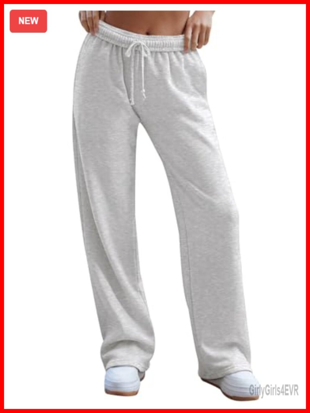 Wide Leg Lightweight Fleece Lined Sweatpants High Waist with Pocket